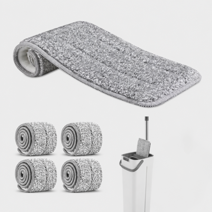Set 4 rezerve pentru mop plat VarioShop®, pentru curatarea podelelor, prindere velcro, material absorbant, 33 x 12 cm, gri [6]