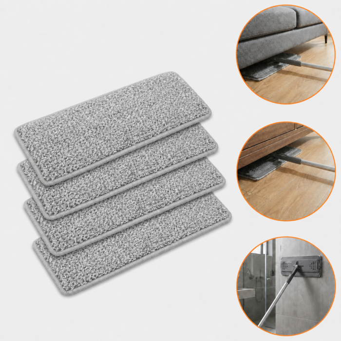 Set 4 rezerve pentru mop plat VarioShop®, pentru curatarea podelelor, prindere velcro, material absorbant, 33 x 12 cm, gri [3]