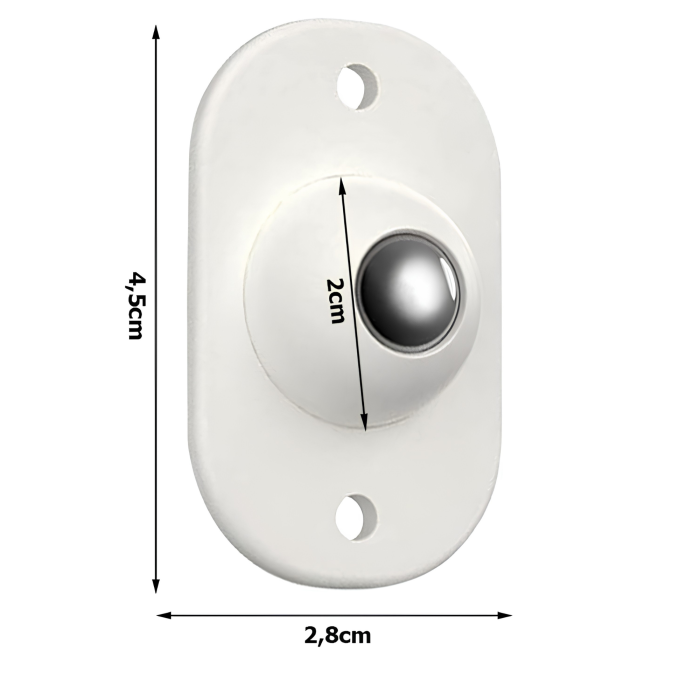 Set 4 roti pentru mobila VarioShop®, cu fixare autoadeziva si gauri pentru suruburi, compatibile cu cutii, cosuri si dulapuri, 4,5 x 2,8 cm, alb [4]