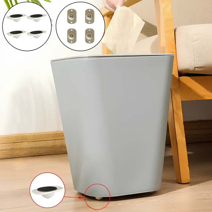 Set 4 roti pentru mobila VarioShop®, cu fixare autoadeziva si gauri pentru suruburi, compatibile cu cutii, cosuri si dulapuri, 4,5 x 2,8 cm, alb [3]