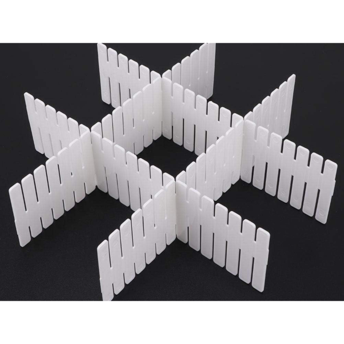 Set 4 separatoare organizatoare sertare VarioShop®, divizoare reglabile pentru dulap, comoda sau birou, 39 segmente, 47 x 7 cm, Alb [4]