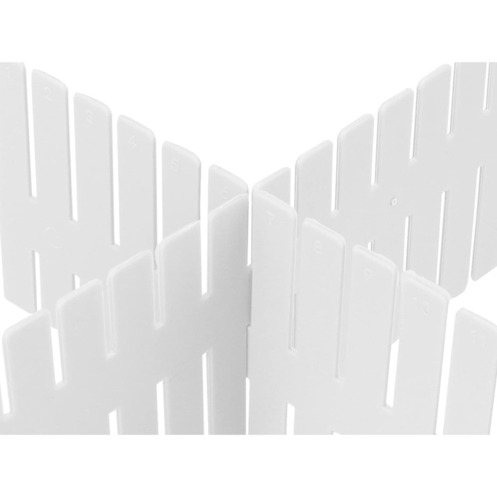 Set 4 separatoare organizatoare sertare VarioShop®, divizoare reglabile pentru dulap, comoda sau birou, 39 segmente, 47 x 7 cm, Alb [6]