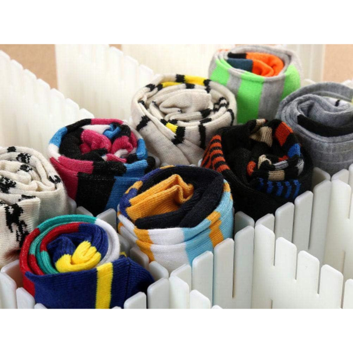 Set 4 separatoare organizatoare sertare VarioShop®, divizoare reglabile pentru dulap, comoda sau birou, 39 segmente, 47 x 7 cm, Alb [3]