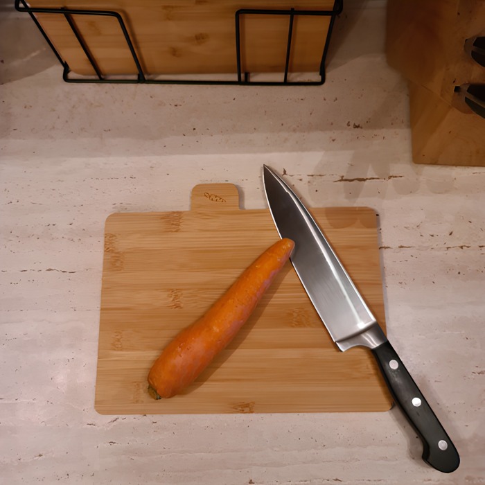 Set 4 tocatoare VarioShop®, pentru taiere si servire alimente, din bambus, cu marcaje dedicate si suport metalic, 28 x 20 x 1,2 cm, natur [9]