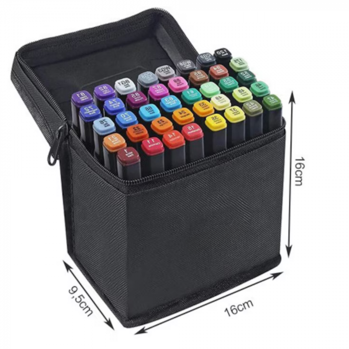 Set 40 markere duble VarioShop®, Carioci profesionale, Culori vii pe baza de alcool, 2 varfuri rezistente, geanta depozitare, Multicolore [25]