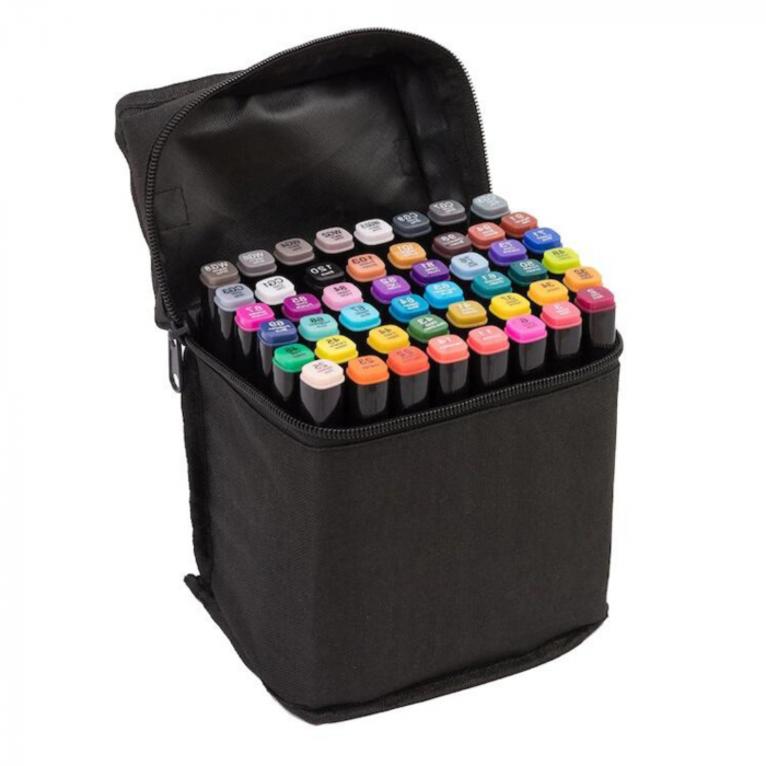 Set 48 markere duble VarioShop®, Carioci profesionale, Cu cerneala pe baza de alcool, 2 varfuri rezistente, Multicolore [1]