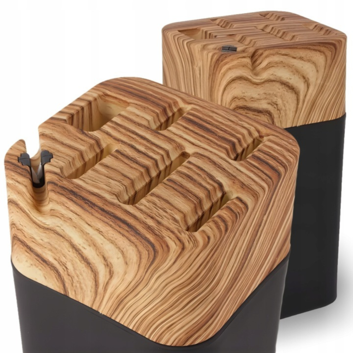 Set 5 cutite bucatarie VarioShop®, pentru feliere, tocare si curatare legume, manere ergonomice, foarfeca inclusa, suport din lemn natural [3]