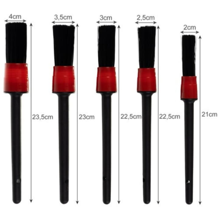 Set 5 perii profesionale pentru detailing VarioShop®, curatarea interioarelor auto, utilizare versatila, perii sintetici, carpa din microfibra, Negru [7]