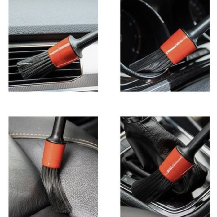 Set 5 perii profesionale pentru detailing VarioShop®, curatarea interioarelor auto, utilizare versatila, perii sintetici, carpa din microfibra, Negru [4]