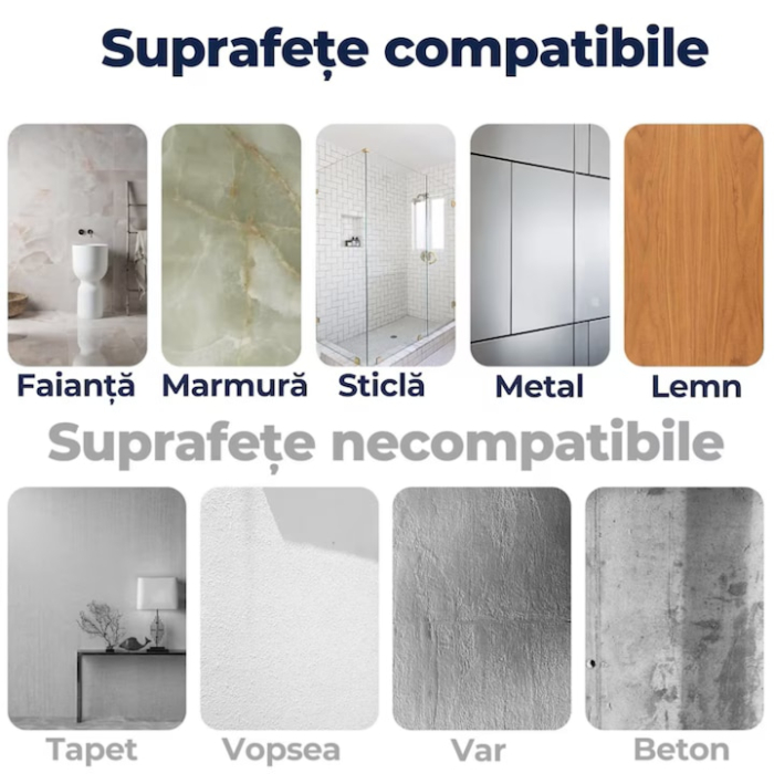 Set 5 rafturi pentru baie VarioShop®, 3 cosuri si 2 rafturi de colt, design suspendat, metal rezistent la umiditate, montaj fara gauri cu carlige adezive, negru [12]