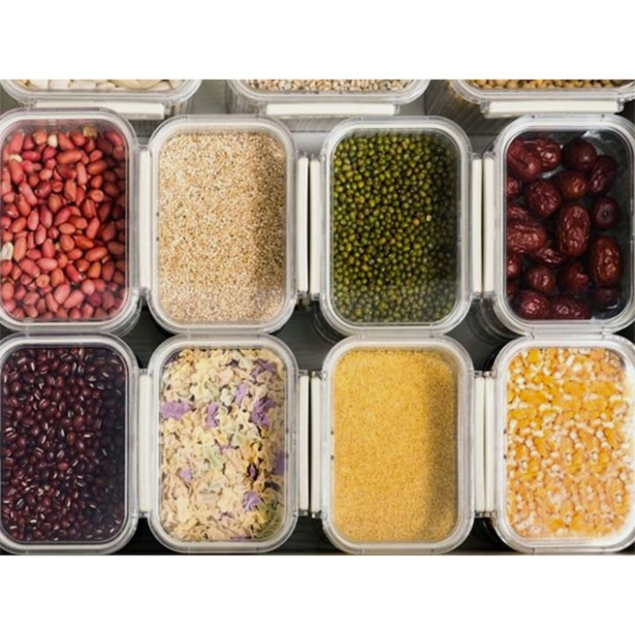 Set 5 recipiente cu etans, VarioShop®, din plastic cu clema si garnitura din silicon, pentru depozitare alimente, diverse dimensiuni, Transparent [7]