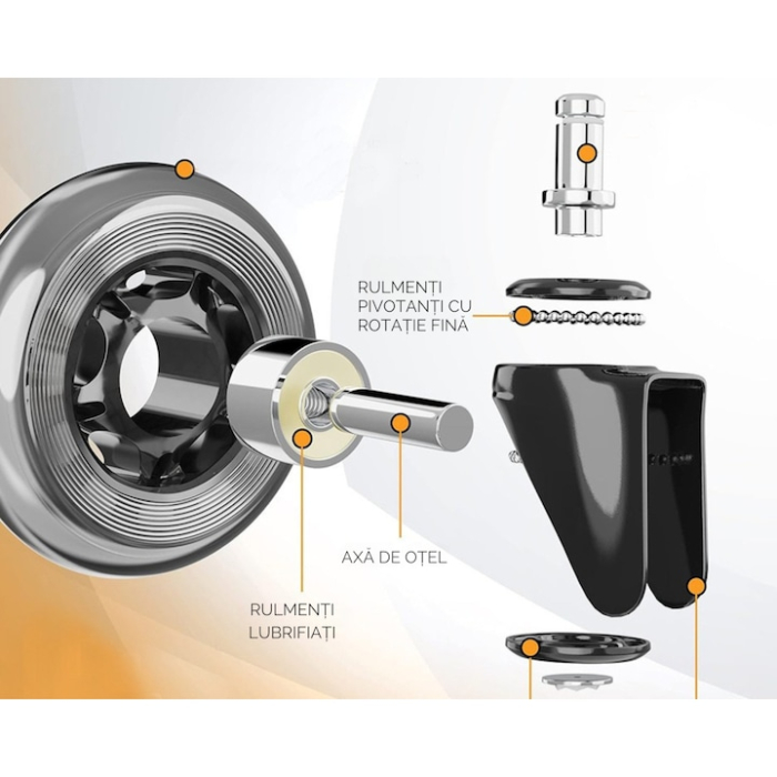 Set 5 roti din silicon moale pentru scaune de birou VarioShop®, silentioase, rezistente, protejeaza podeaua, cu rulmenti de inalta calitate, diametru tija 11 mm, Negru [3]