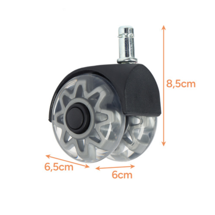 Set 5 roti pentru scaun birou VarioShop®, 2.5 inch, tija 11x22 mm, rulare silentioasa 360°, protectie podea, pentru parchet, gresie si covor, gri [2]