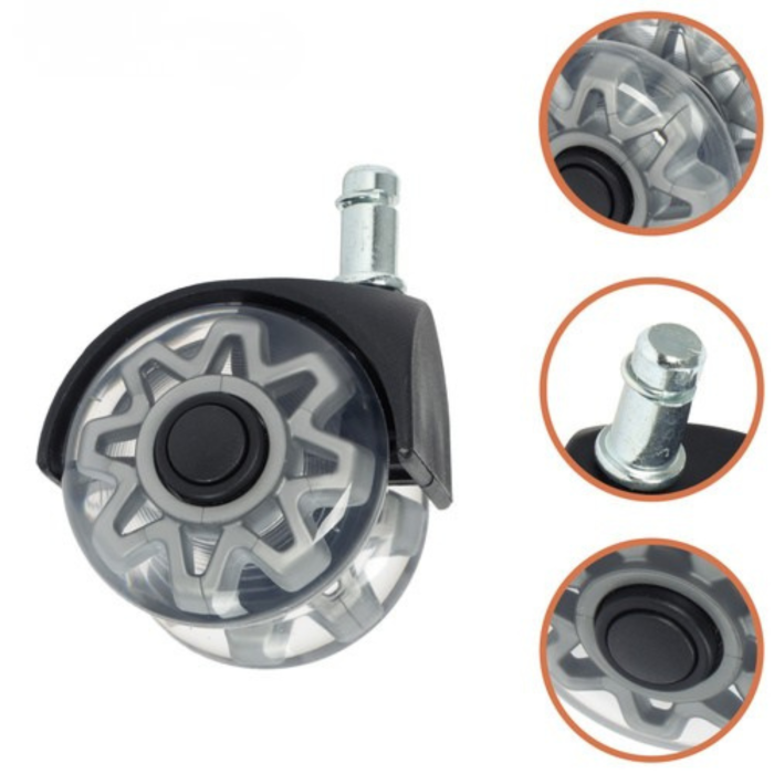 Set 5 roti pentru scaun birou VarioShop®, 2.5 inch, tija 11x22 mm, rulare silentioasa 360°, protectie podea, pentru parchet, gresie si covor, gri [3]