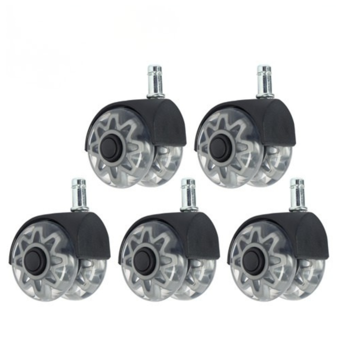 Set 5 roti pentru scaun birou VarioShop®, 2.5 inch, tija 11x22 mm, rulare silentioasa 360°, protectie podea, pentru parchet, gresie si covor, gri [7]