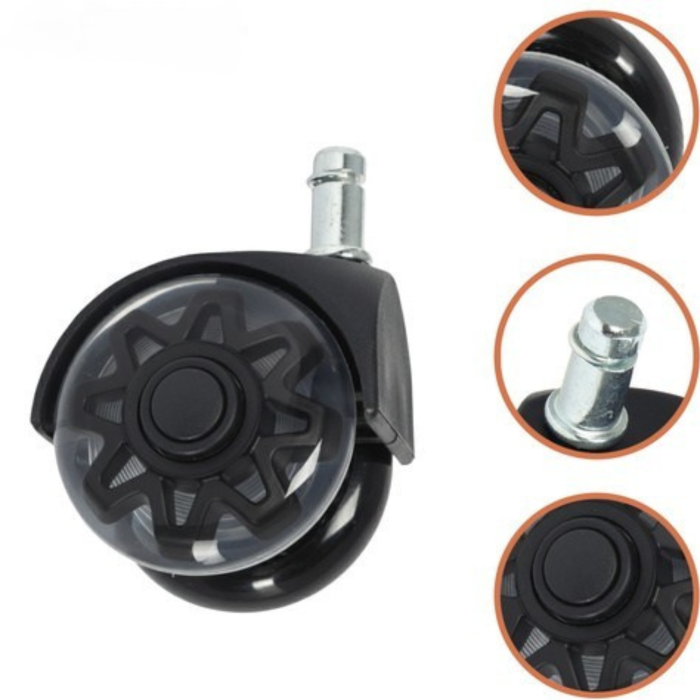 Set 5 roti pivotante pentru scaun VarioShop®, 2.5 inch, rulmenti otel silentiosi, protectie parchet si gresie, rotire 360°, pentru scaun birou si gaming, negre, 11x22 mm [7]