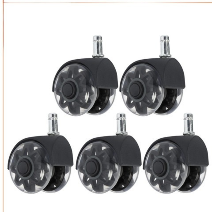 Set 5 roti pivotante pentru scaun VarioShop®, 2.5 inch, rulmenti otel silentiosi, protectie parchet si gresie, rotire 360°, pentru scaun birou si gaming, negre, 11x22 mm [5]