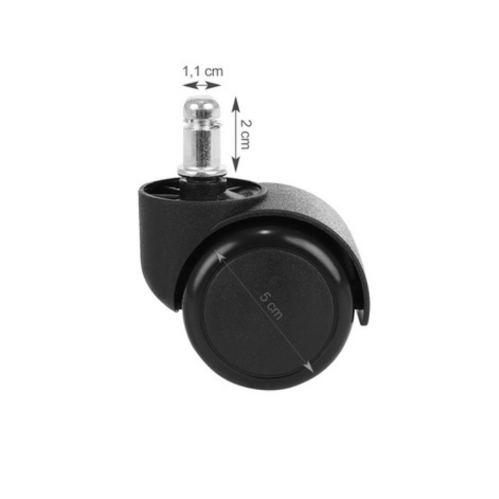 Set 5 roti scaun birou VarioShop®, pentru scaune gaming, pivotante si rotative, tija 11 mm, roti 5 cm, montaj rapid, silentioase [5]