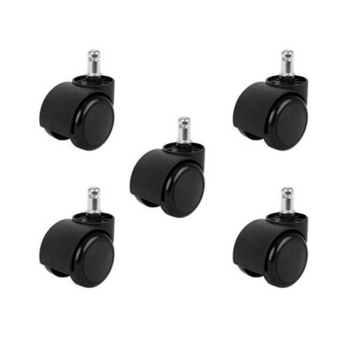 Set 5 roti scaun birou VarioShop®, pentru scaune gaming, pivotante si rotative, tija 11 mm, roti 5 cm, montaj rapid, silentioase [6]