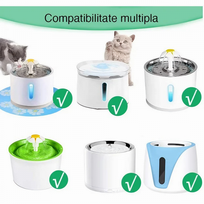 Set 6 Filtre Rezerva VarioShop® pentru dispenser apa, tip adapator fantana pentru pisici si caini, purificare, ionizare, carbon activ, model rotund, dimensiune 12.5 cm, alb [34]