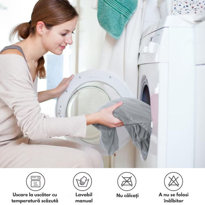 Set 6 huse universale pentru scaune VarioShop®, catifea elastica, confort, protectie si eleganta, gri deschis [2]