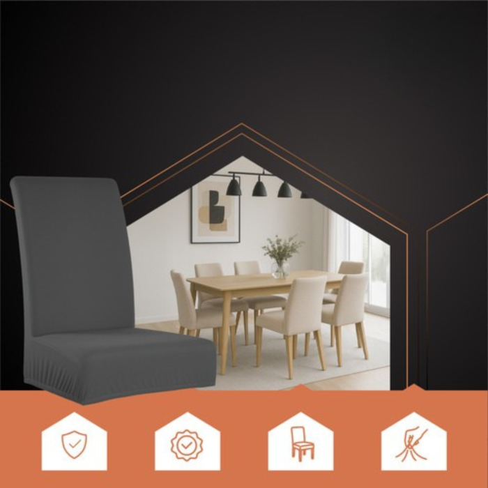 Set 6 huse universale pentru scaune VarioShop®, catifea elastica, confort, protectie si eleganta, gri inchis [5]