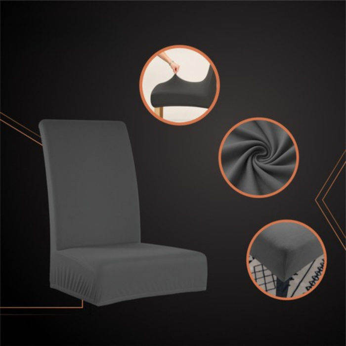 Set 6 huse universale pentru scaune VarioShop®, catifea elastica, confort, protectie si eleganta, gri inchis [8]