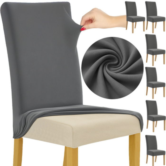 Set 6 huse universale pentru scaune VarioShop®, catifea elastica, confort, protectie si eleganta, gri inchis [13]