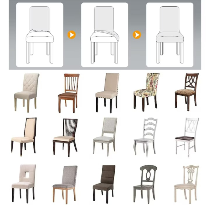 Set 6 huse universale VarioShop pentru scaune, bumbac embosat, material gros si elastic, lavabile, anti-alunecare, fara calcare, Turcoaz [4]