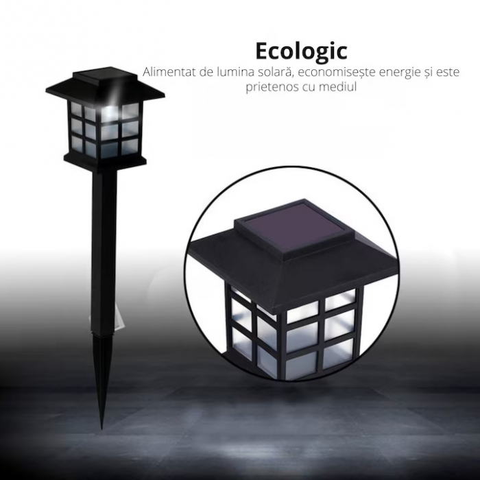 Set 6 lampi solare de gradina VarioShop®, LED, senzor de lumina, protectie IP44, ecologic, 37 x 8.5 x 8.5 cm, Negru [11]