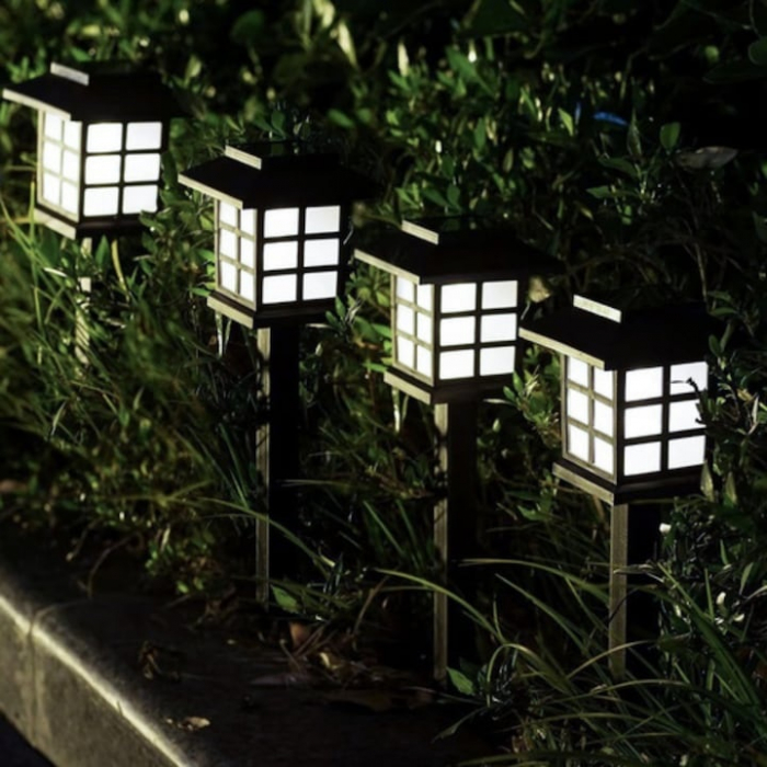 Set 6 lampi solare de gradina VarioShop®, LED, senzor de lumina, protectie IP44, ecologic, 37 x 8.5 x 8.5 cm, Negru [18]