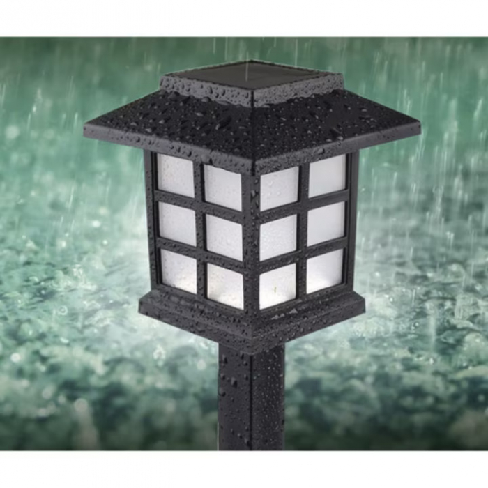 Set 6 lampi solare de gradina VarioShop®, LED, senzor de lumina, protectie IP44, ecologic, 37 x 8.5 x 8.5 cm, Negru [12]