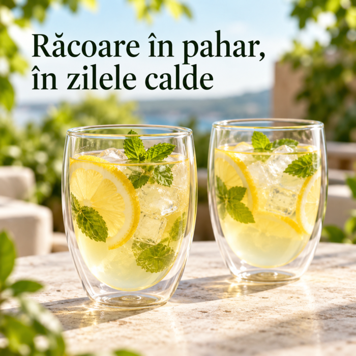 Set 6 pahare termoizolante VarioShop, pentru cafea, ceai si bauturi reci, perete dublu, fara maner, sticla borosilicata, 350 ml, transparente [7]