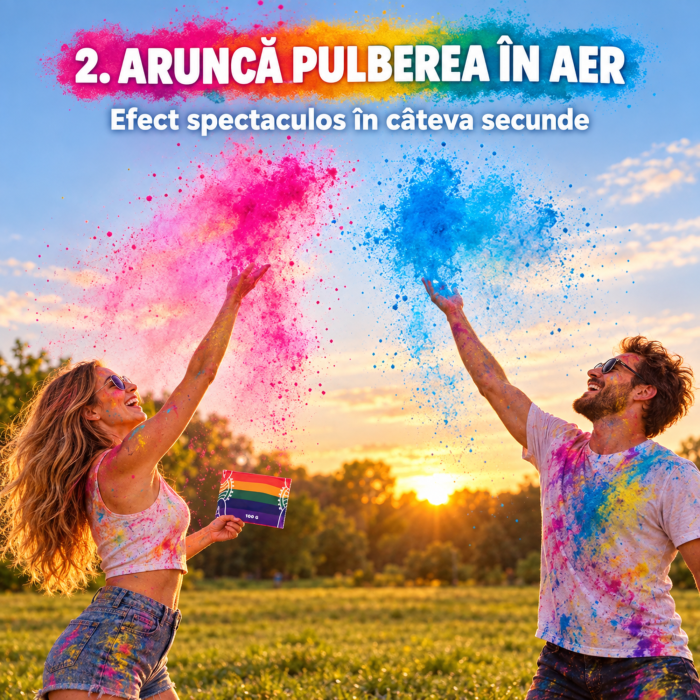 Set 6 pudre/prafuri colorate VarioShop® pentru petreceri, evenimente si sedinte foto, amidon de porumb si coloranti alimentari, 6 culori, 6 × 100 g, multicolor [5]