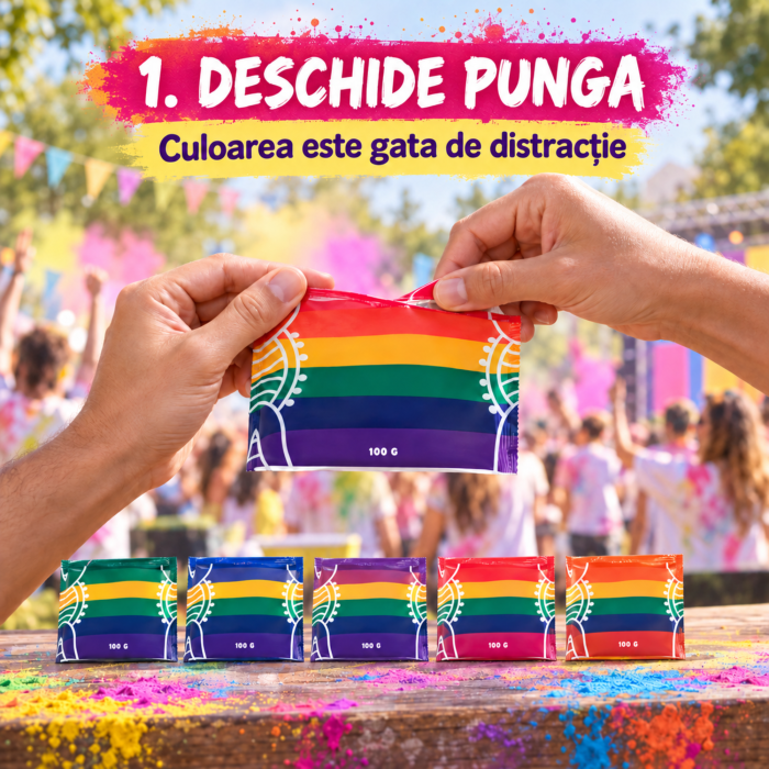 Set 6 pudre/prafuri colorate VarioShop® pentru petreceri, evenimente si sedinte foto, amidon de porumb si coloranti alimentari, 6 culori, 6 × 100 g, multicolor [4]