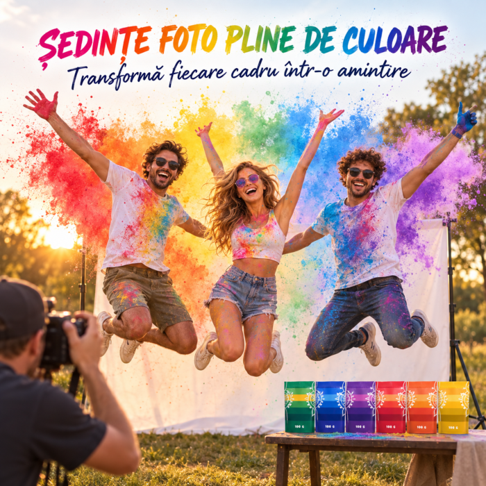 Set 6 pudre/prafuri colorate VarioShop® pentru petreceri, evenimente si sedinte foto, amidon de porumb si coloranti alimentari, 6 culori, 6 × 100 g, multicolor [6]