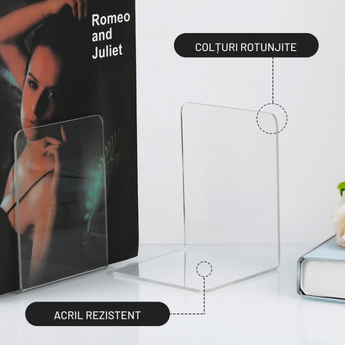 Set 6 suporturi pentru carti VarioShop®, multifunctional, material durabil, acril, 18.5 x 12 x 12 cm, Transparent [13]