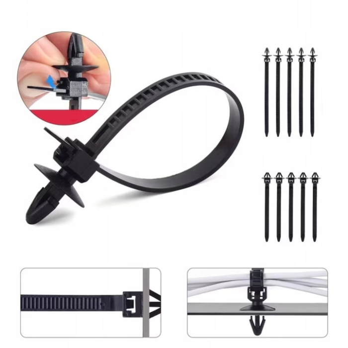 Set 663 cleme auto pentru tapiterie VarioShop®, 16 tipuri universale, compatibile cu majoritatea masinilor, ideal pentru bare, panouri, scaune si parbrize, Negru [9]