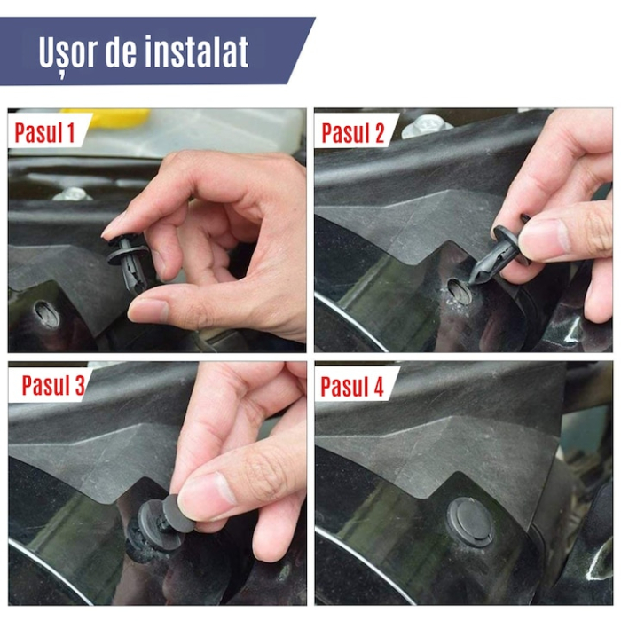 Set 663 cleme auto pentru tapiterie VarioShop®, 16 tipuri universale, compatibile cu majoritatea masinilor, ideal pentru bare, panouri, scaune si parbrize, Negru [2]