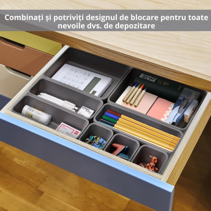 Set 8 suporturi modulare pentru organizare VarioShop®, utilizare universala, optimizare spatiu, rezistent, Gri [8]
