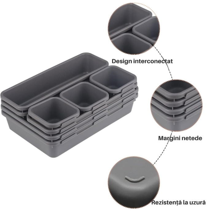 Set 8 suporturi modulare pentru organizare VarioShop®, utilizare universala, optimizare spatiu, rezistent, Gri [5]