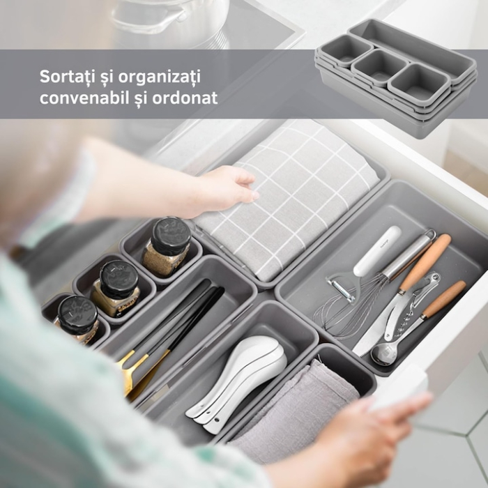 Set 8 suporturi modulare pentru organizare VarioShop®, utilizare universala, optimizare spatiu, rezistent, Gri [9]