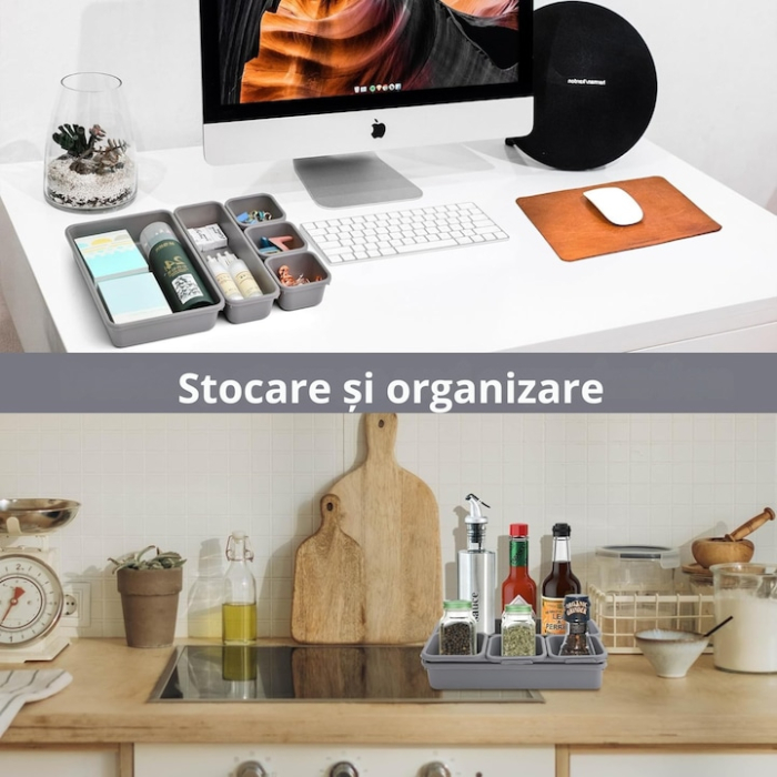 Set 8 suporturi modulare pentru organizare VarioShop®, utilizare universala, optimizare spatiu, rezistent, Gri [3]