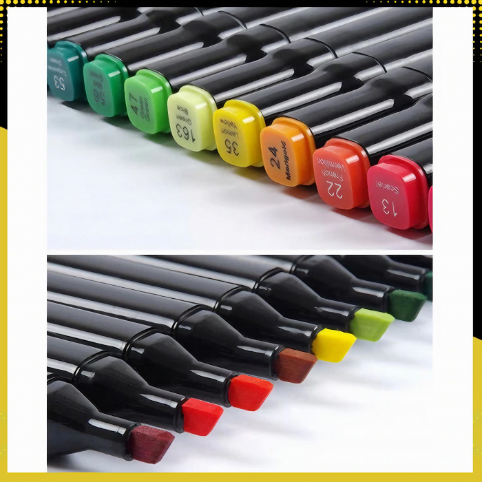 Set 80 markere duble VarioShop®, Culori Intense, 2 capete subtire si gros, geanta depozitare, cerneala pe baza de alcool, varf dublu, Multicolor [11]