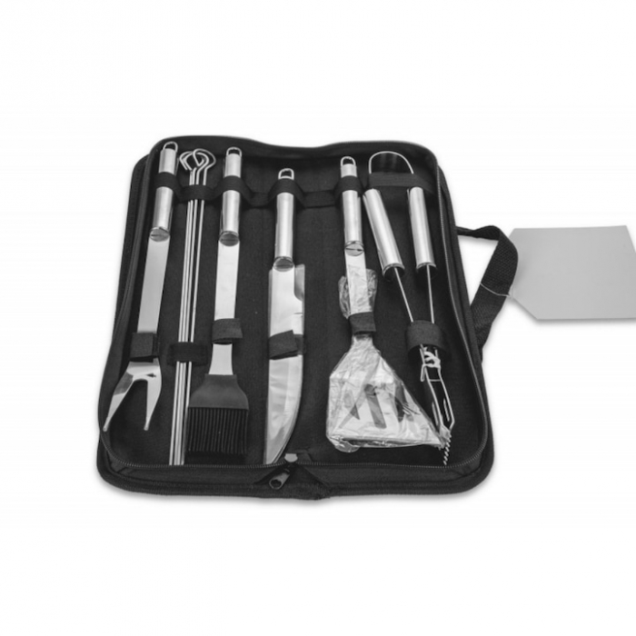 Set 9 Ustensile pentru Gratar VarioShop®, Otel Inoxidabil de Calitate Superioara, Geanta De Transport, Argintiu [20]