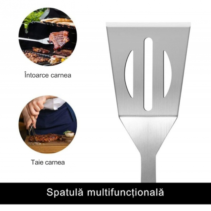 Set 9 Ustensile pentru Gratar VarioShop®, Otel Inoxidabil de Calitate Superioara, Geanta De Transport, Argintiu [8]