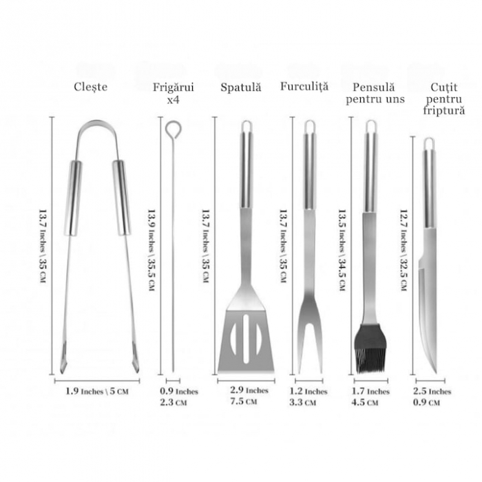 Set 9 Ustensile pentru Gratar VarioShop®, Otel Inoxidabil de Calitate Superioara, Geanta De Transport, Argintiu [2]