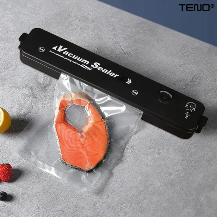 Set aparat de sigilat si vidat si 3 role pungi vidare VarioShop®, usor de utilizat, potrivit pentru carne, legume, fructe, 220V, 90W, 28 x 300 cm, Negru/Transparent [22]