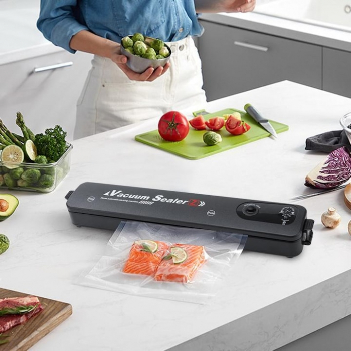 Aparat de vidat si sigilat VarioShop®, usor de utilizat, potrivit pentru carne, legume, fructe, 10 pungi pentru vidat si sigilat, 220V, 90W, Negru [11]