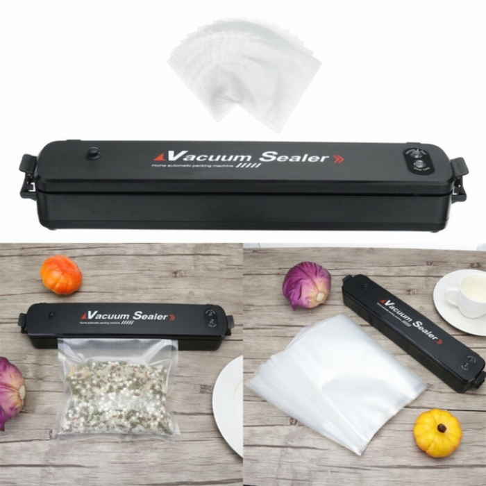 Aparat de vidat si sigilat VarioShop®, usor de utilizat, potrivit pentru carne, legume, fructe, 10 pungi pentru vidat si sigilat, 220V, 90W, Negru [13]